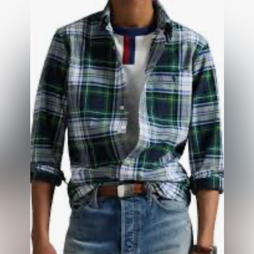Lucky Brand Green and Blue Checkered Shirt